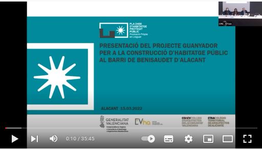 Grabación de la Presentación de proyecto ganador para la construcción de vivienda pública en el barrio de Benisaudet