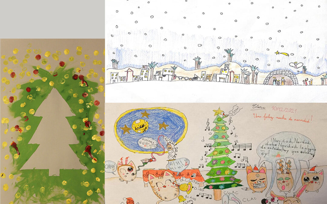 Exposición virtual. Concurso de dibujo navideño infantil 2021. Galería de imágenes con los trabajos presentados al concurso de dibujo del CTAA.